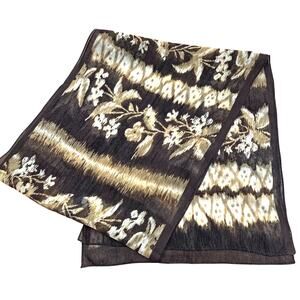 Vintage Y2K Jacqueline Ferrar sheer silk scarf cream & brown tribal rectangle